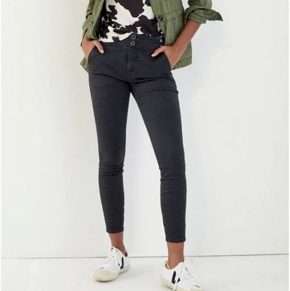 Pilcro : High Rise Skinny Button Fly Jeans In Black : Size 28